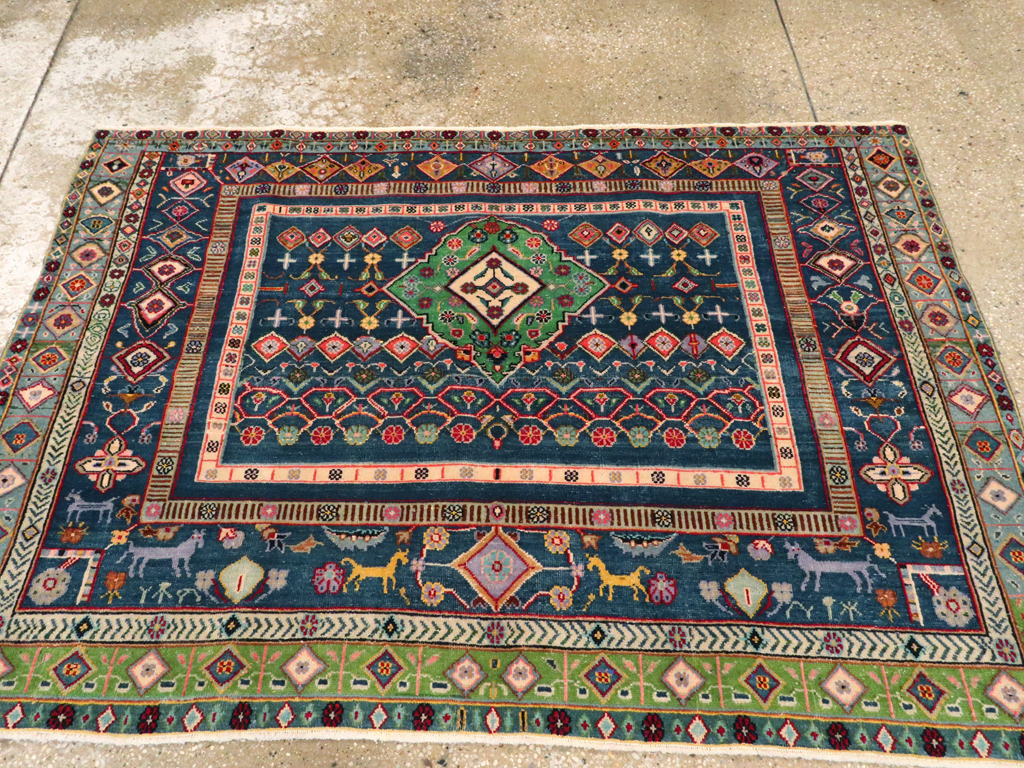 Vintage Persian Tabriz Pictorial Rug, No.21019 - Galerie Shabab