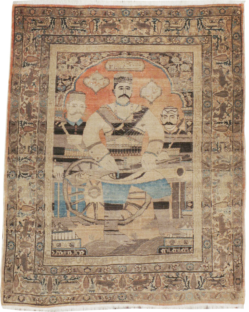 Antique Persian Tabriz Pictoral Rug, No.21040 - Galerie Shabab