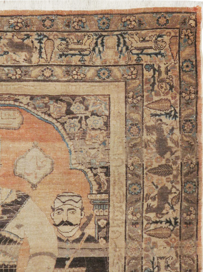 Antique Persian Tabriz Pictoral Rug, No.21040 - Galerie Shabab