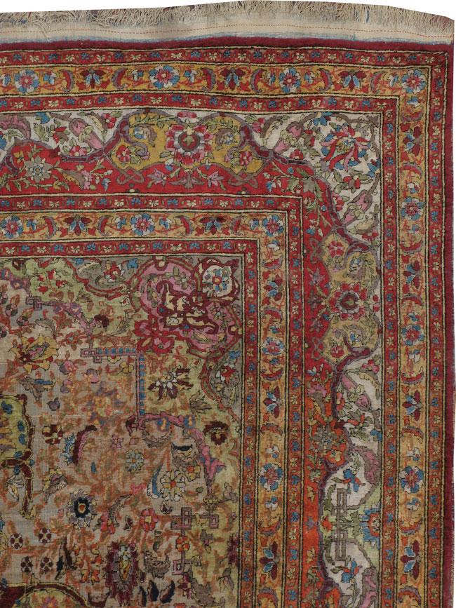 Antique Persian Silk Kashan Rug, No.21054 - Galerie Shabab