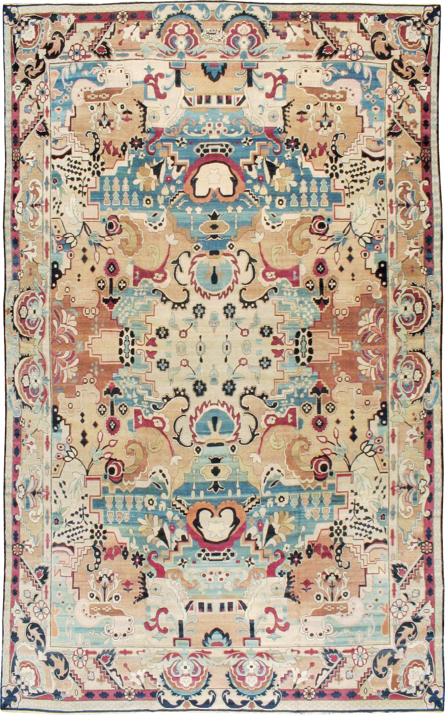 Antique Persian Lavar Kerman Large Room Size Carpet, No.21058 - Galerie Shabab