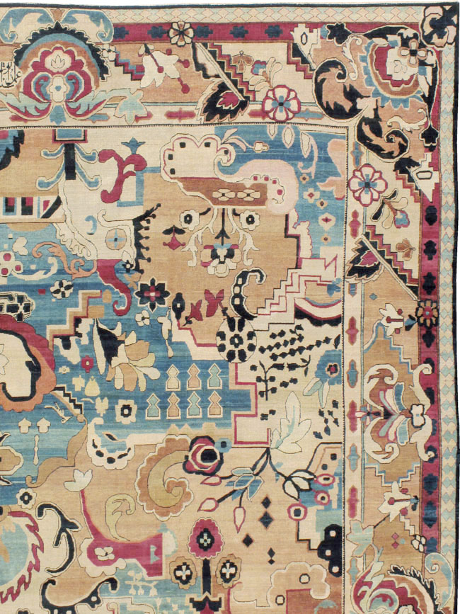Antique Persian Lavar Kerman Large Room Size Carpet, No.21058 - Galerie Shabab