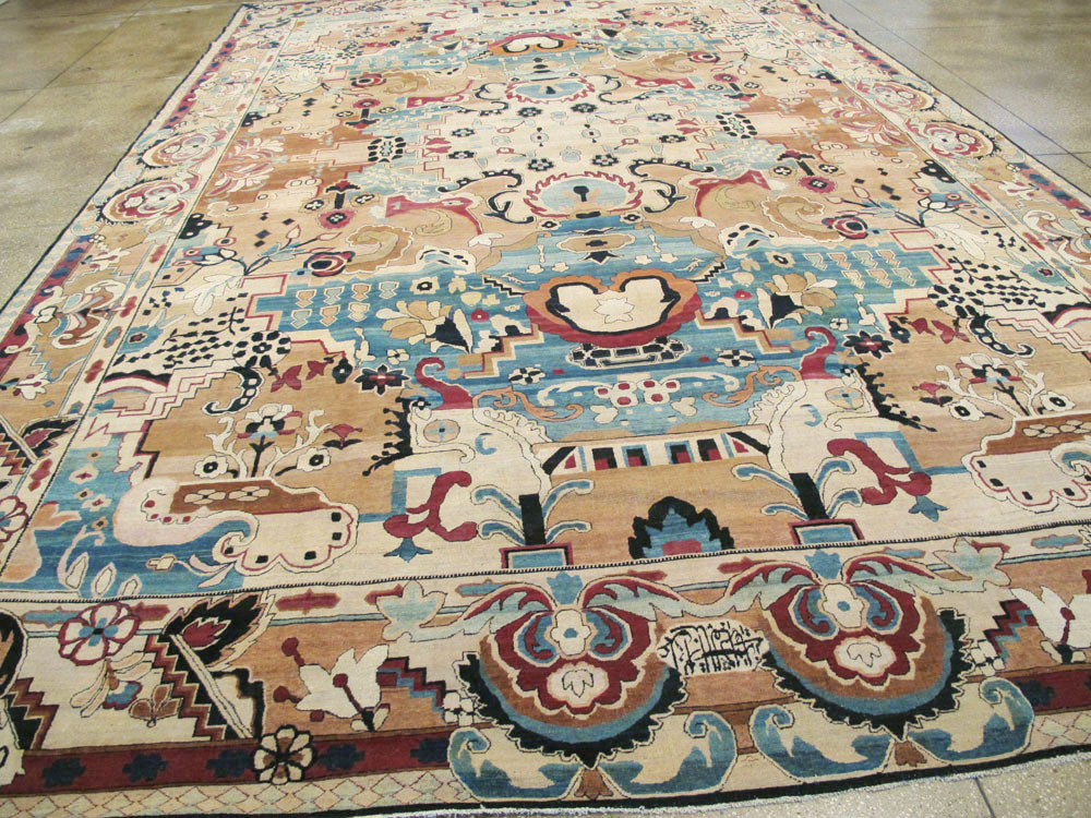 Antique Persian Lavar Kerman Large Room Size Carpet, No.21058 - Galerie Shabab