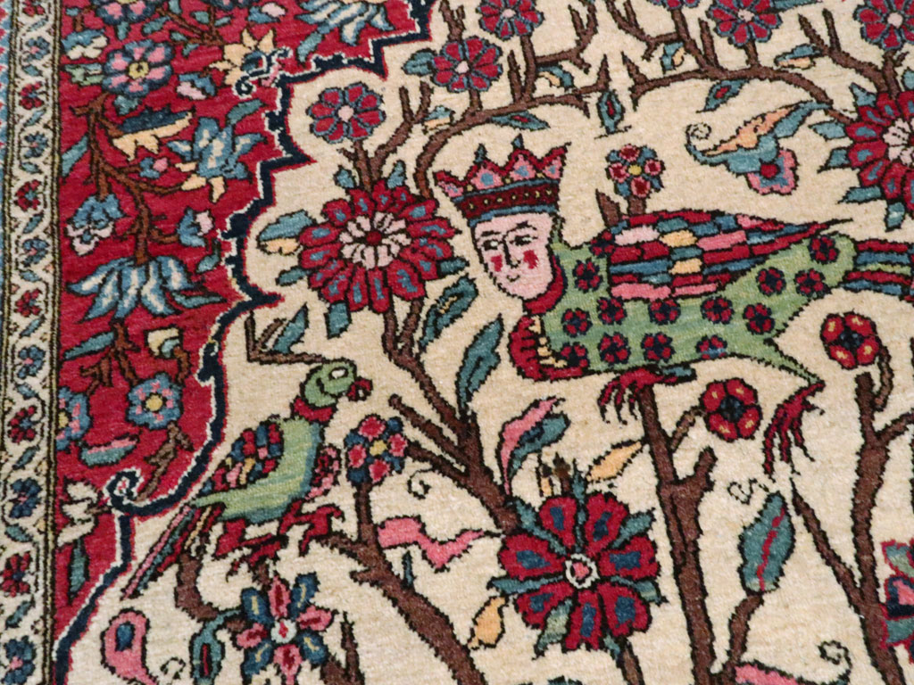 Vintage Persian Pictorial Isfahan Rug, No.21101 - Galerie Shabab