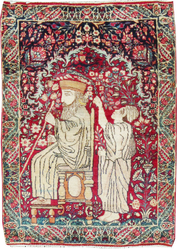 Antique Persian Kerman Pictorial Rug, No.21163 - Galerie Shabab