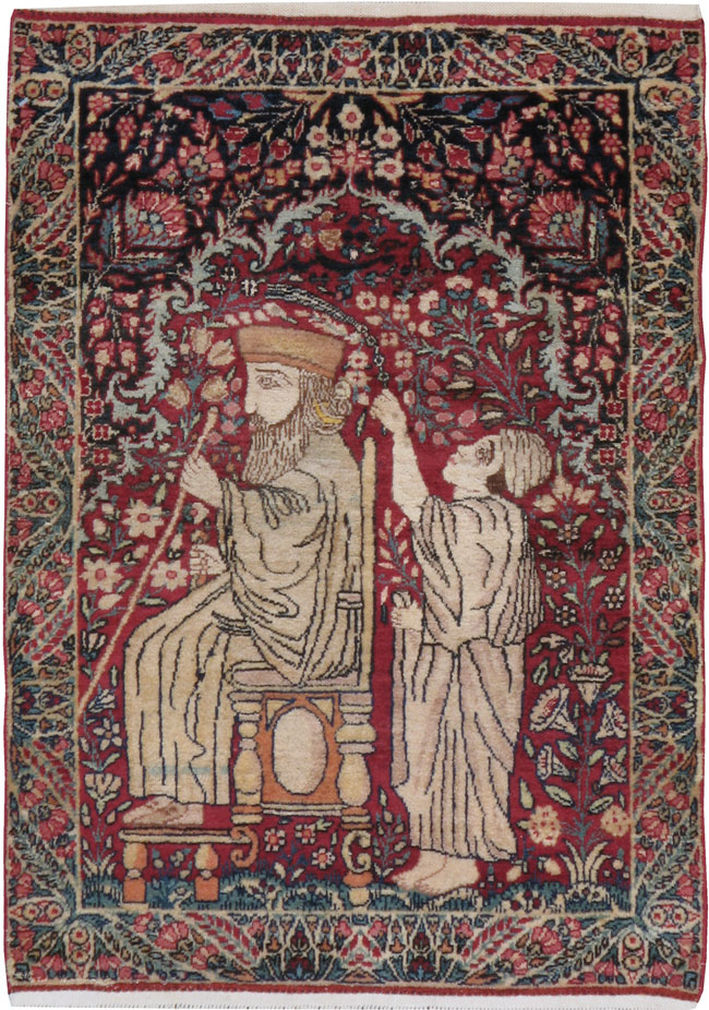 Antique Persian Kerman Pictorial Rug, No.21163 - Galerie Shabab
