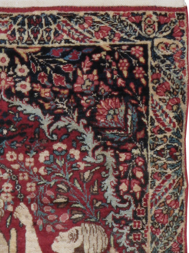 Antique Persian Kerman Pictorial Rug, No.21163 - Galerie Shabab