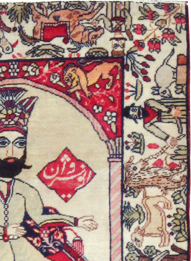 Antique Persian Kerman Pictorial Rug, No.21164 - Galerie Shabab