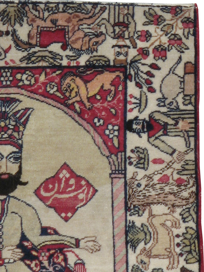 Antique Persian Kerman Pictorial Rug, No.21164 - Galerie Shabab