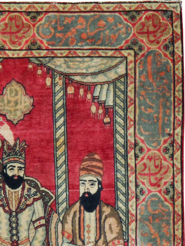 Vintage Persian Kerman Pictorial Rug, No.21168 - Galerie Shabab