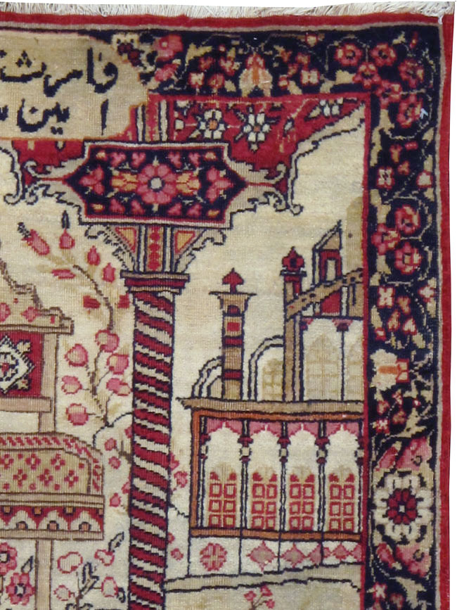 Antique Persian Lavar Kerman Pictorial Rug, No.21170 - Galerie Shabab