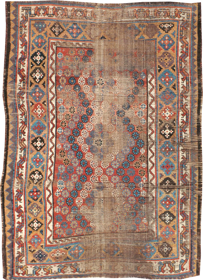 Antique Kurdish Distressed Rug, No.21178 - Galerie Shabab