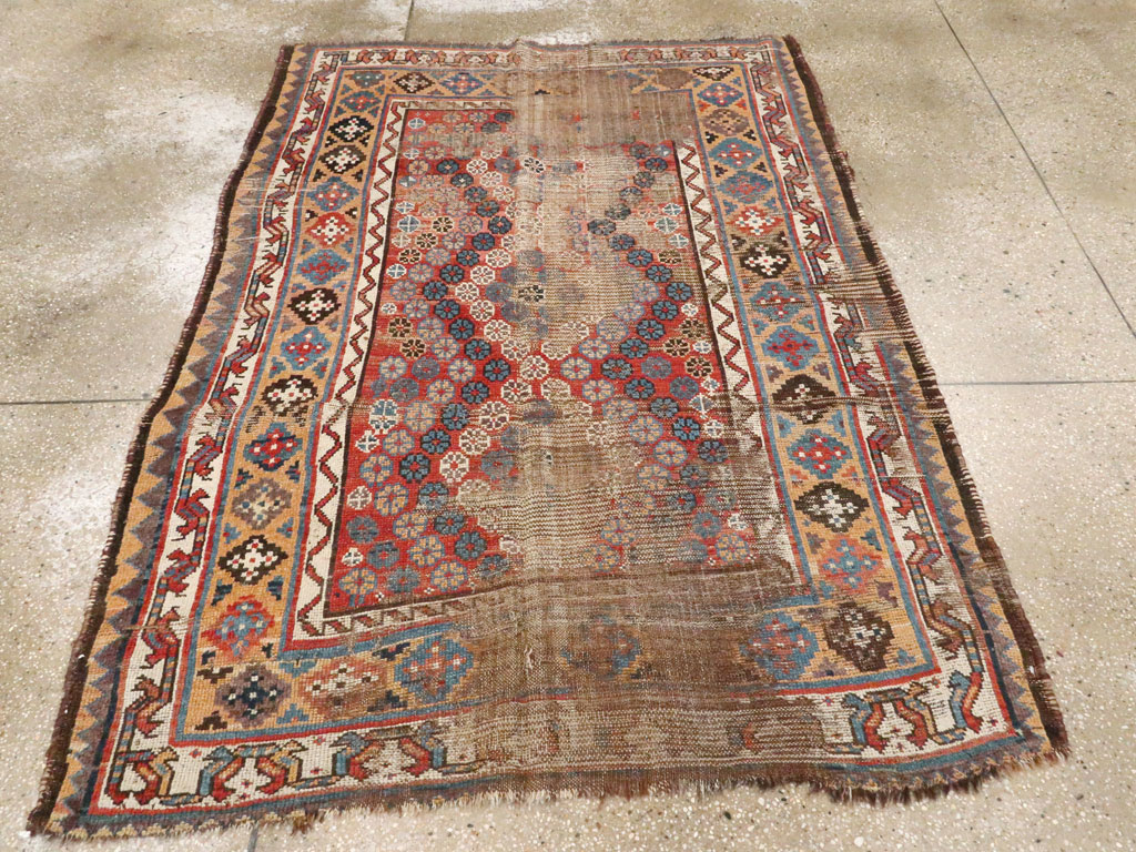 Antique Kurdish Distressed Rug, No.21178 - Galerie Shabab