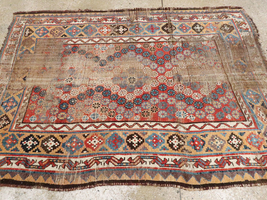 Antique Kurdish Distressed Rug, No.21178 - Galerie Shabab