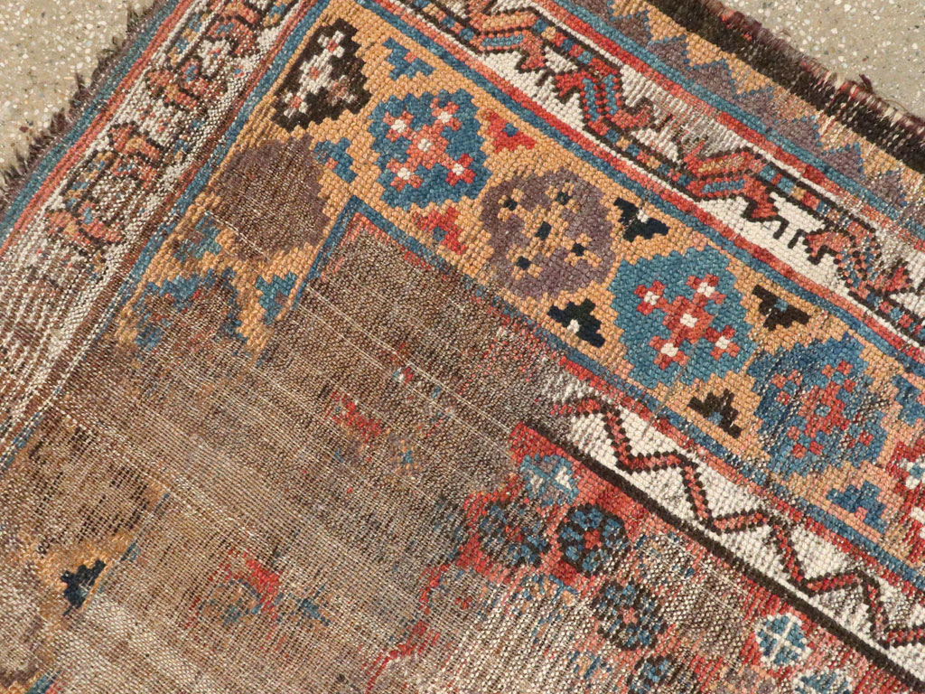 Antique Kurdish Distressed Rug, No.21178 - Galerie Shabab