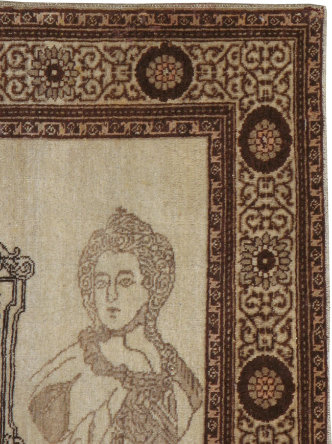 Antique Persian Tabriz Pictorial Rug, No.21204 - Galerie Shabab