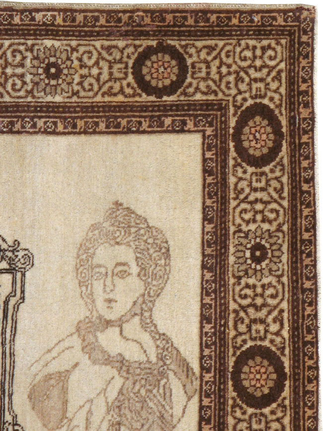 Antique Persian Tabriz Pictorial Rug, No.21204 - Galerie Shabab