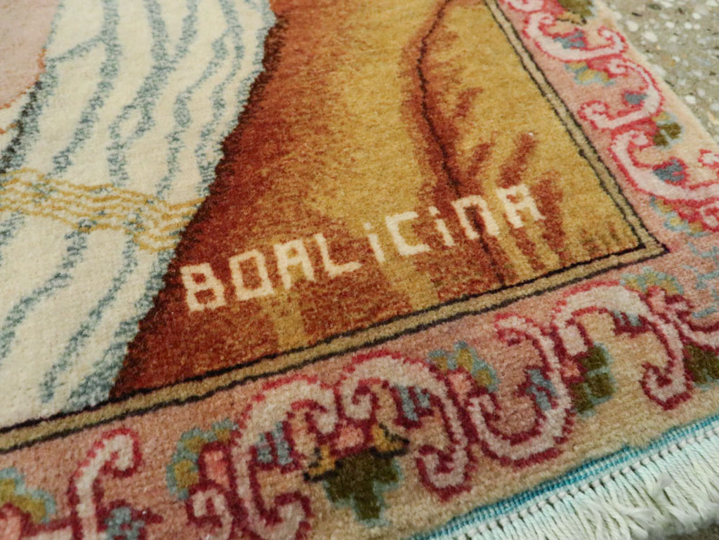 Vintage Persian Tabriz Pictorial Rug, No.21207 - Galerie Shabab