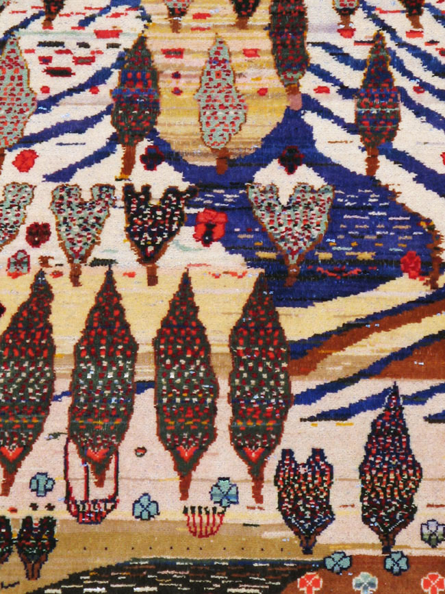 Vintage Persian Kashan Pictorial Rug, No.21220 - Galerie Shabab