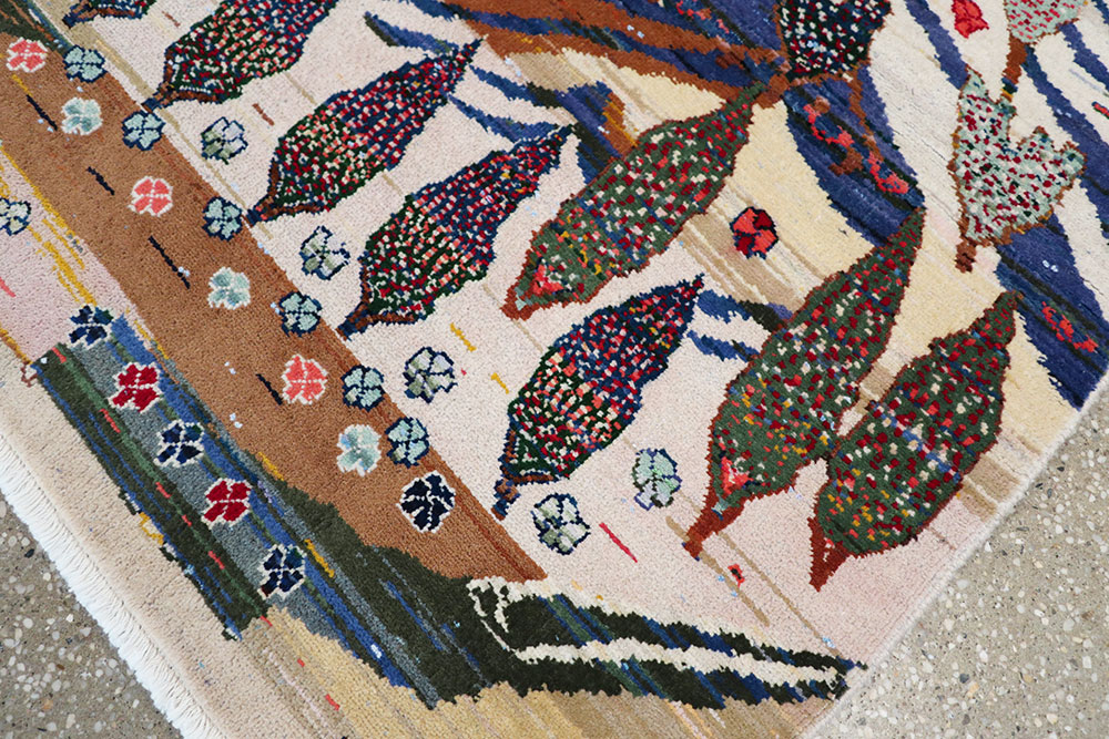 Vintage Persian Kashan Pictorial Rug, No.21220 - Galerie Shabab