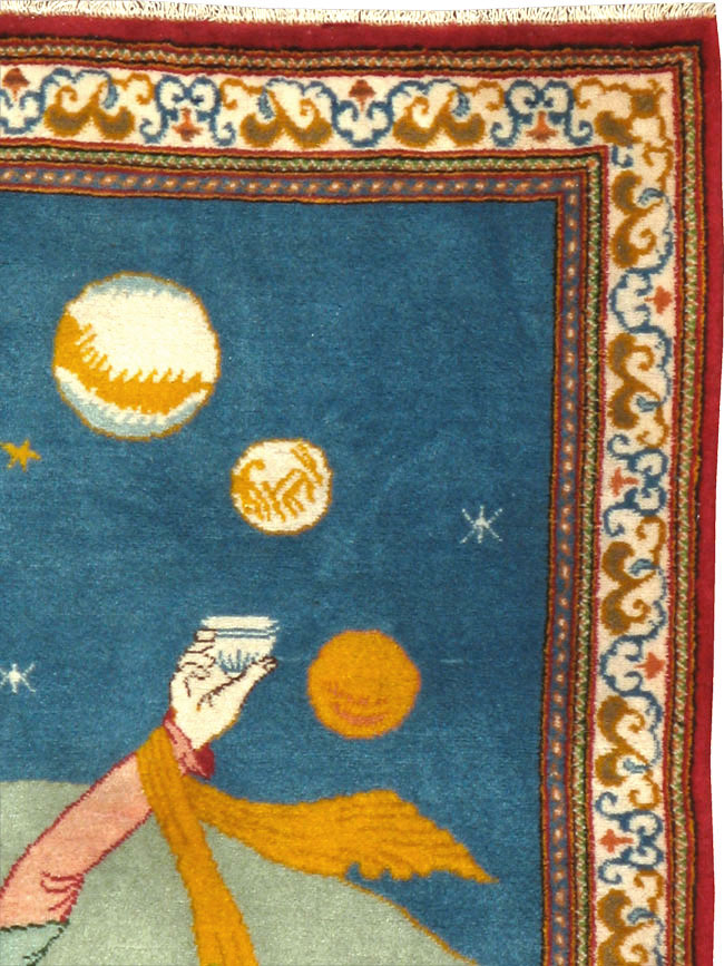 Vintage Persian Kashan Pictorial Rug, No.21230 - Galerie Shabab