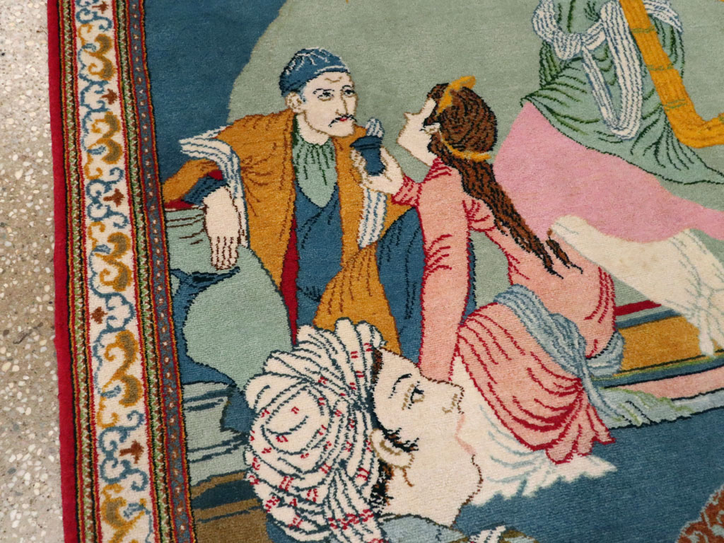 Vintage Persian Kashan Pictorial Rug, No.21230 - Galerie Shabab