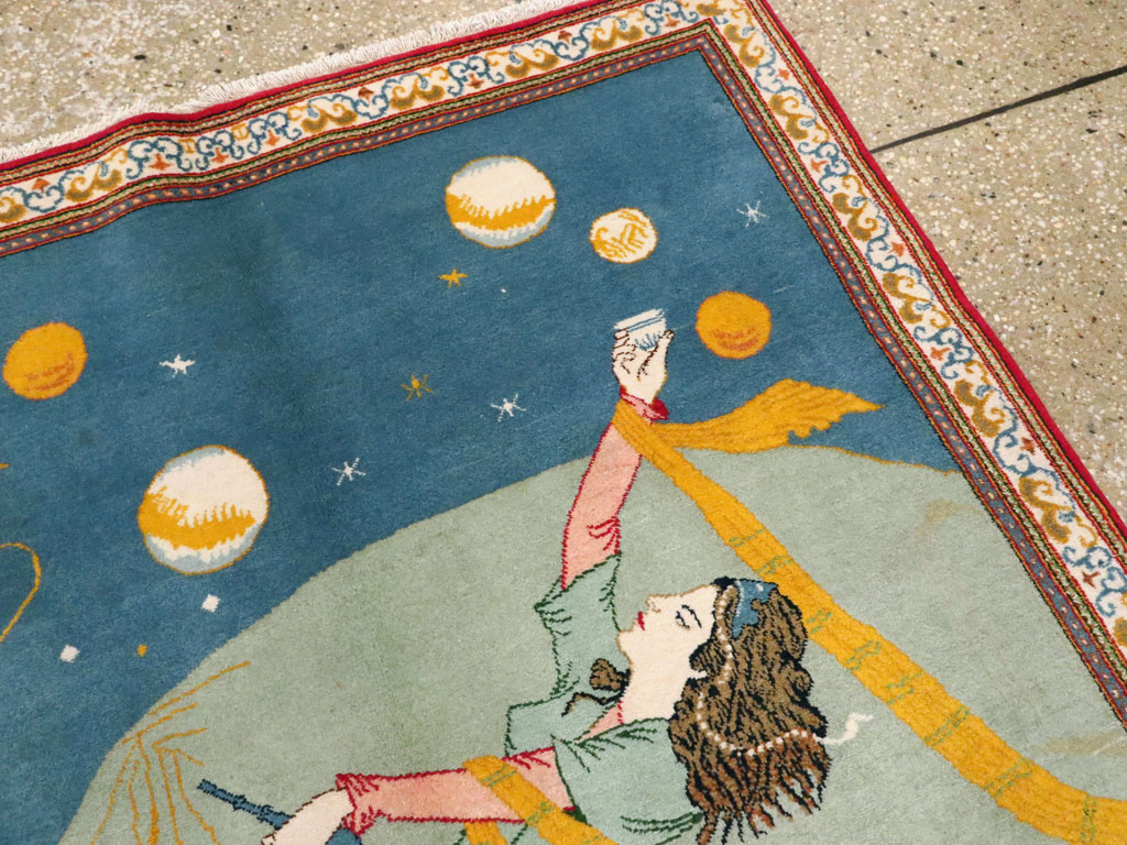 Vintage Persian Kashan Pictorial Rug, No.21230 - Galerie Shabab