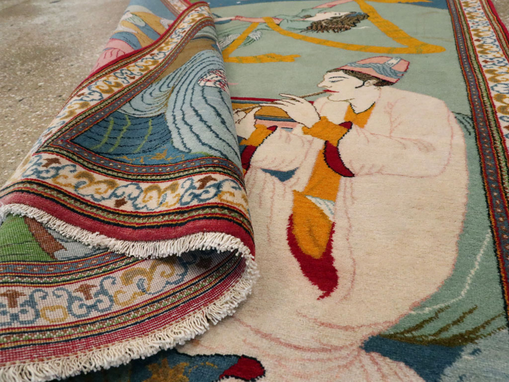 Vintage Persian Kashan Pictorial Rug, No.21230 - Galerie Shabab