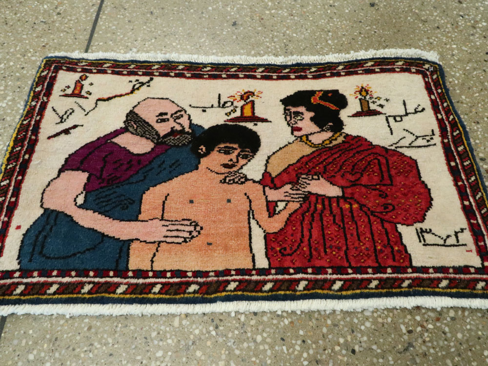 Vintage Persian Malayer Pictorial Rug, No.21266 - Galerie Shabab