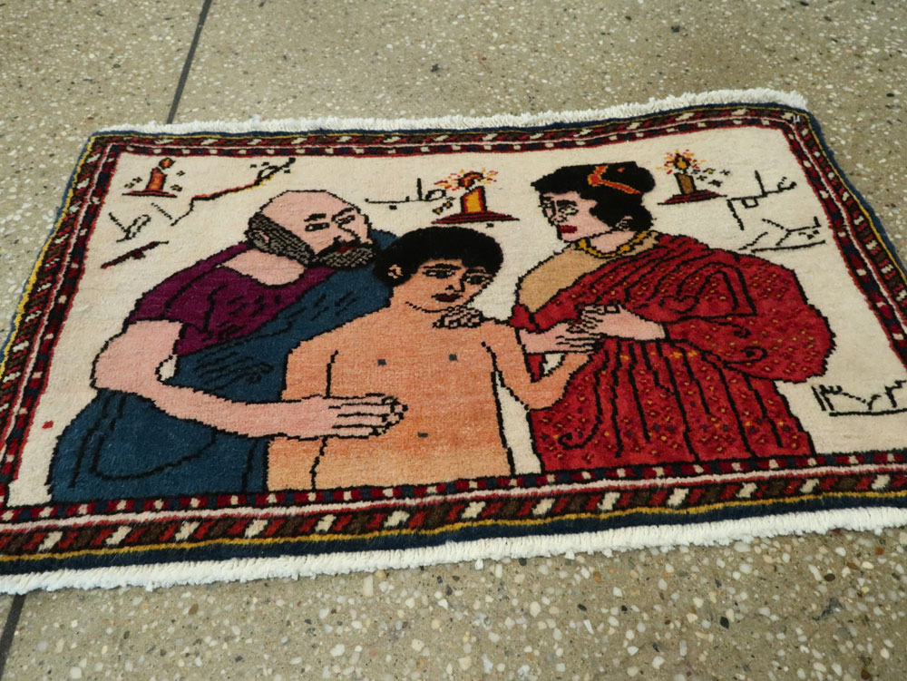 Vintage Persian Malayer Pictorial Rug, No.21266 - Galerie Shabab