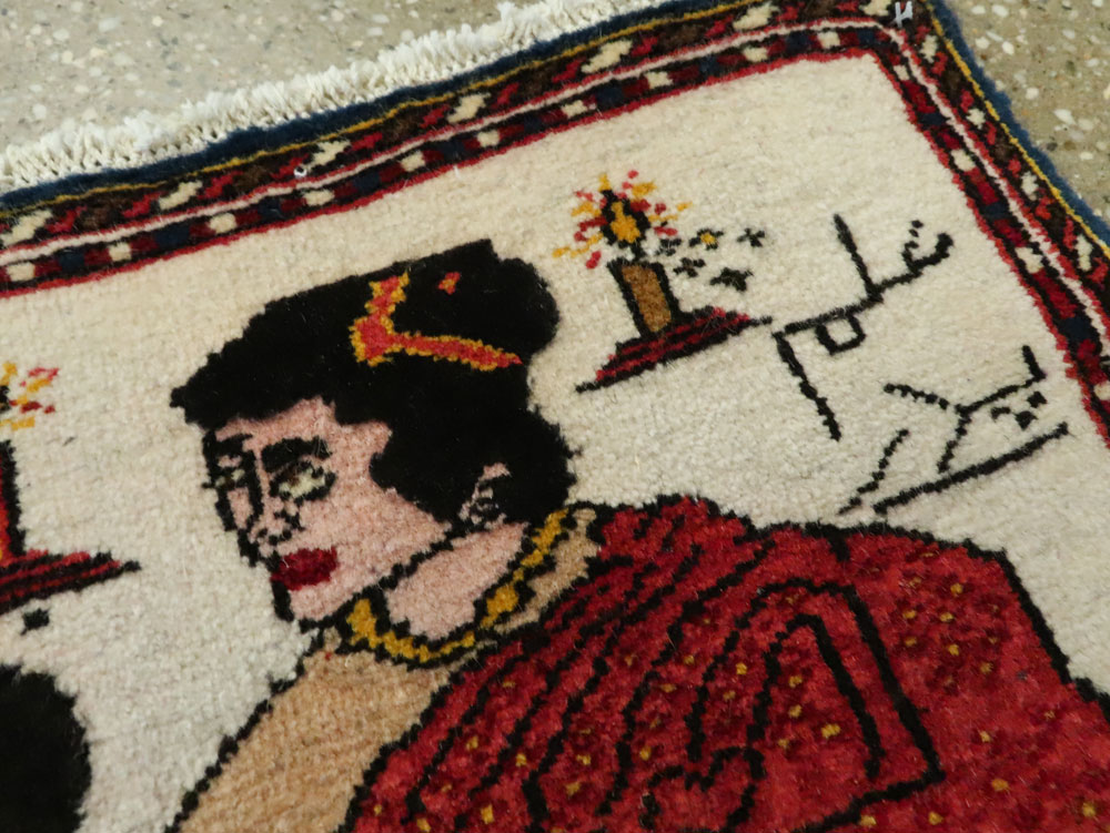 Vintage Persian Malayer Pictorial Rug, No.21266 - Galerie Shabab