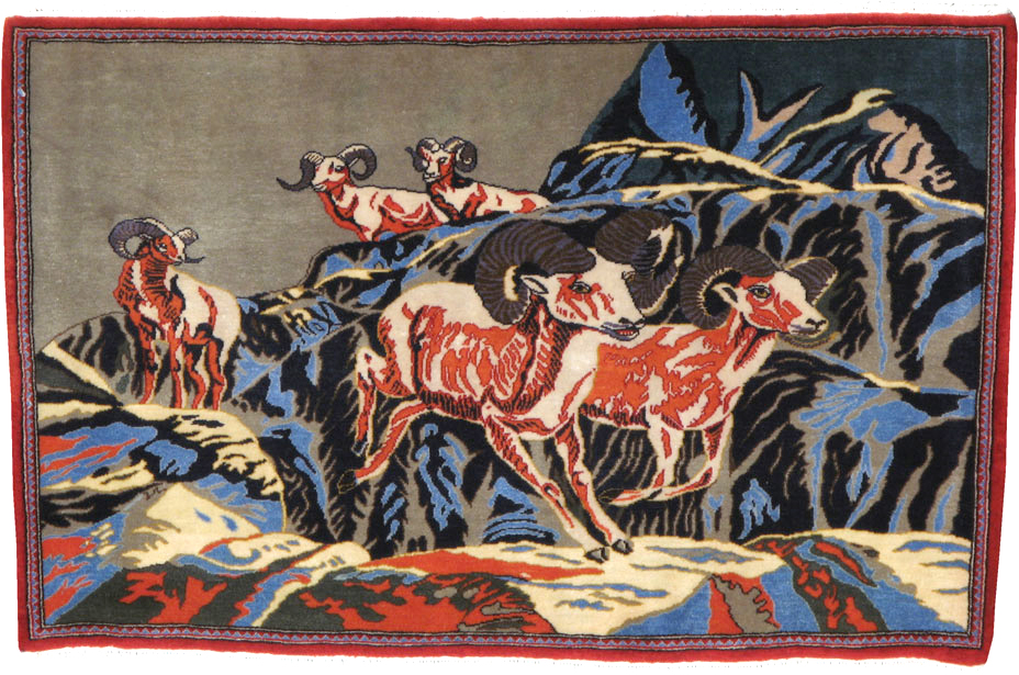 Vintage Persian Kashan Pictorial Rug, No.21278 - Galerie Shabab