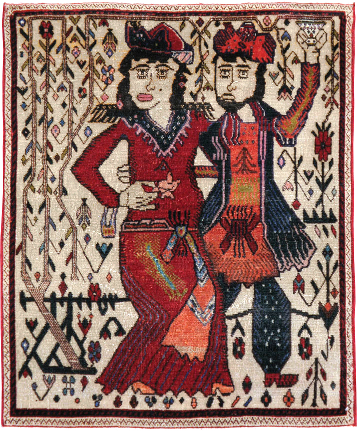 Vintage Persian Tabriz Pictorial Rug, No.21395 - Galerie Shabab