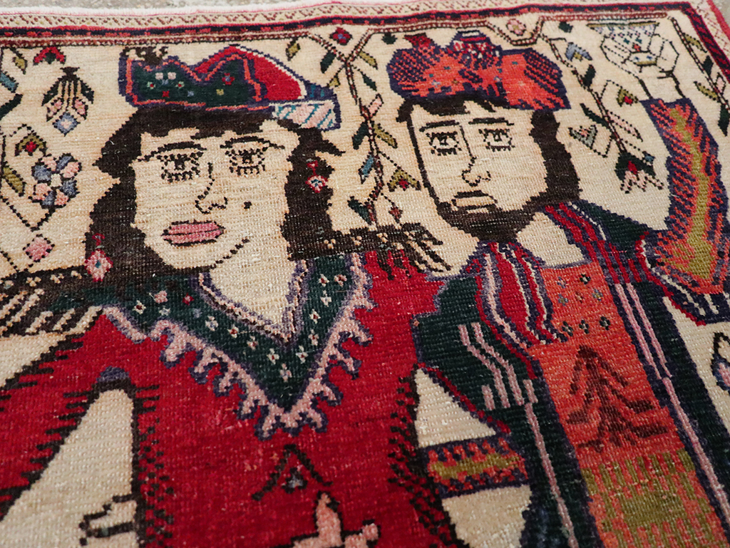 Vintage Persian Tabriz Pictorial Rug, No.21395 - Galerie Shabab