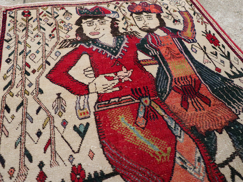 Vintage Persian Tabriz Pictorial Rug, No.21395 - Galerie Shabab