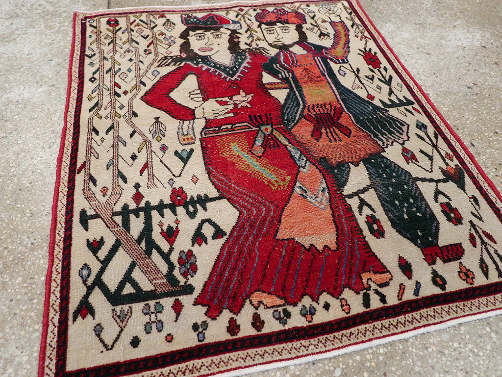 Vintage Persian Tabriz Pictorial Rug, No.21395 - Galerie Shabab