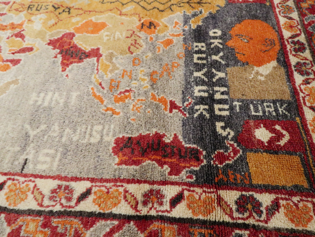 Vintage Turkish Oushak Map Rug, No.21408 - Galerie Shabab