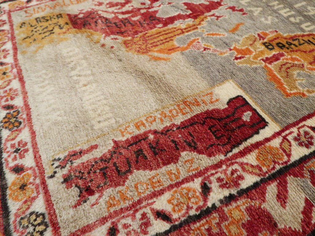 Vintage Turkish Oushak Map Rug, No.21408 - Galerie Shabab