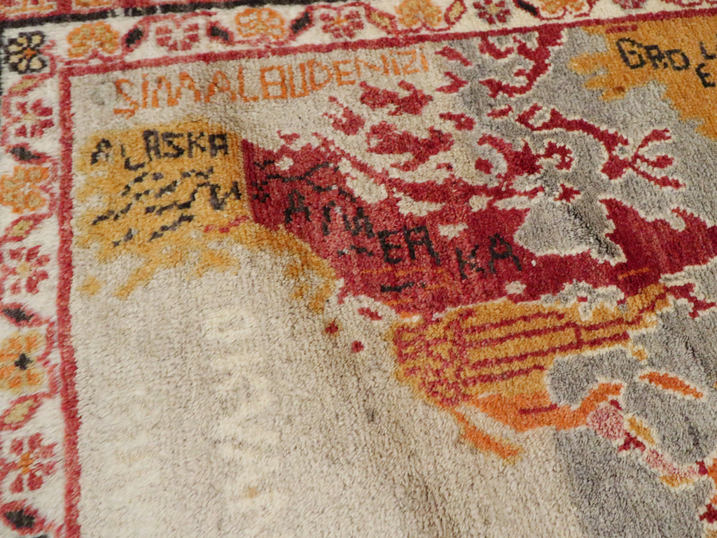 Vintage Turkish Oushak Map Rug, No.21408 - Galerie Shabab