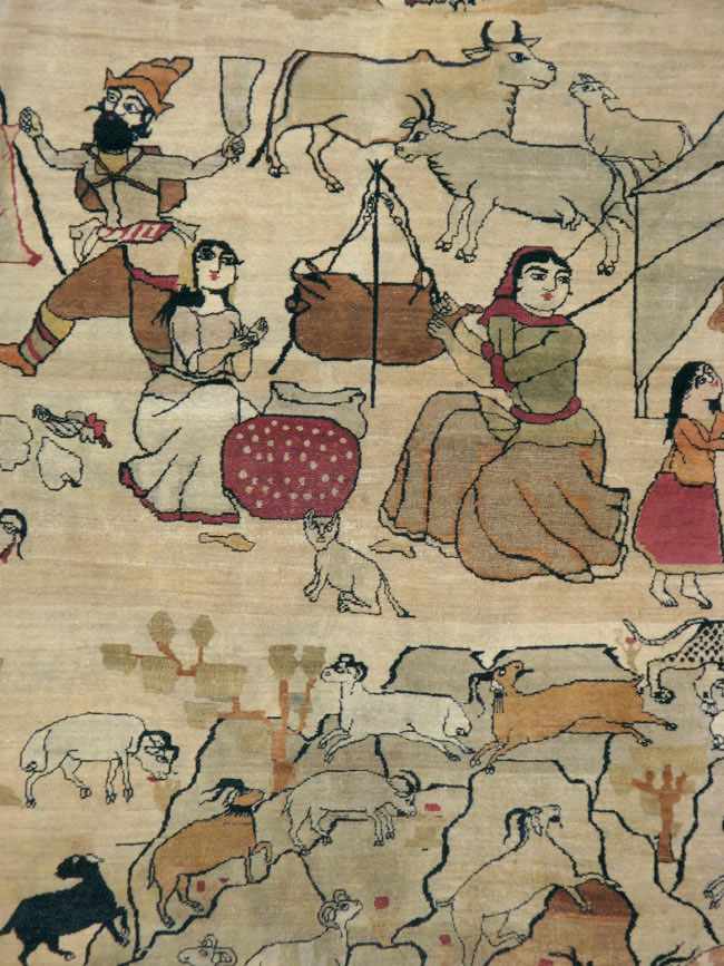 Antique Persian Lavar Kerman Pictorial Carpet, No.21439 - Galerie Shabab