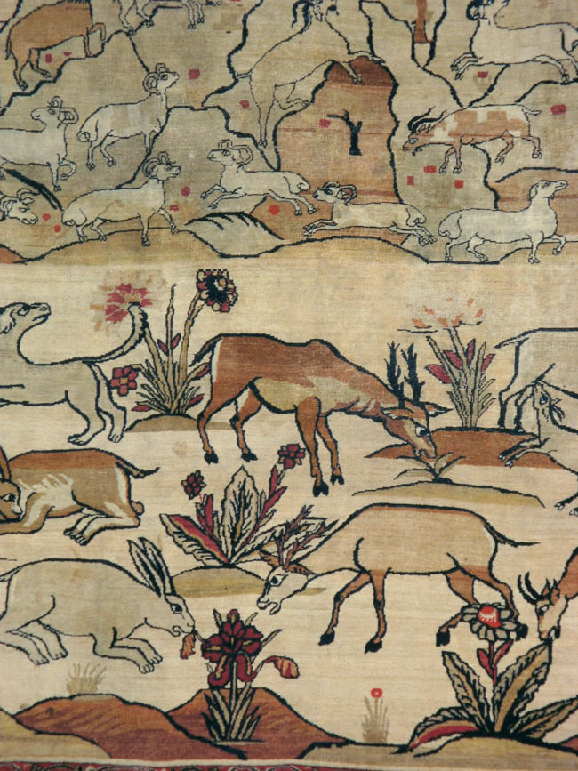 Antique Persian Lavar Kerman Pictorial Carpet, No.21439 - Galerie Shabab