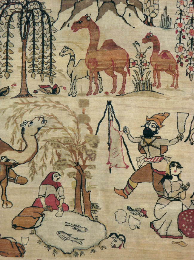 Antique Persian Lavar Kerman Pictorial Carpet, No.21439 - Galerie Shabab