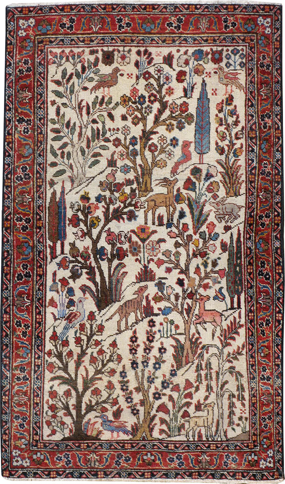 Vintage Persian Tabriz Pictorial Rug, No.21465 - Galerie Shabab