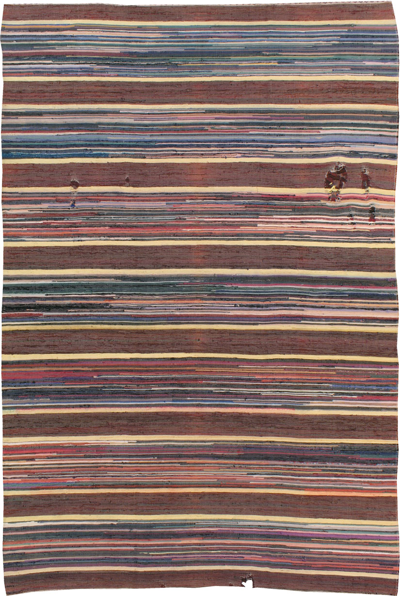 Vintage Distressed American Rag Rug, No.21479 - Galerie Shabab