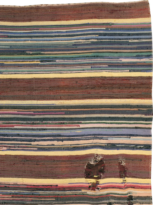 Vintage Distressed American Rag Rug, No.21479 - Galerie Shabab