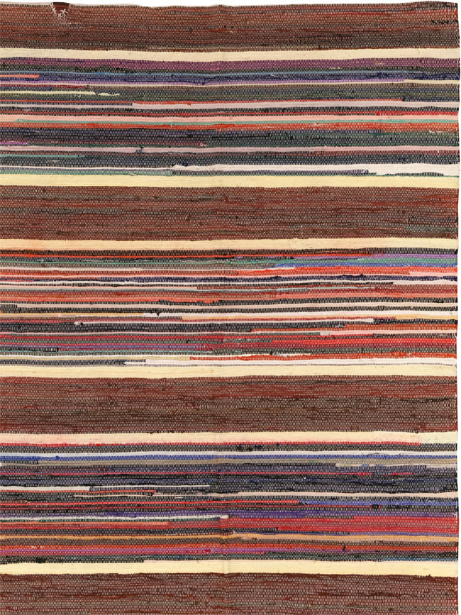 Vintage Distressed American Rag Rug, No.21479 - Galerie Shabab