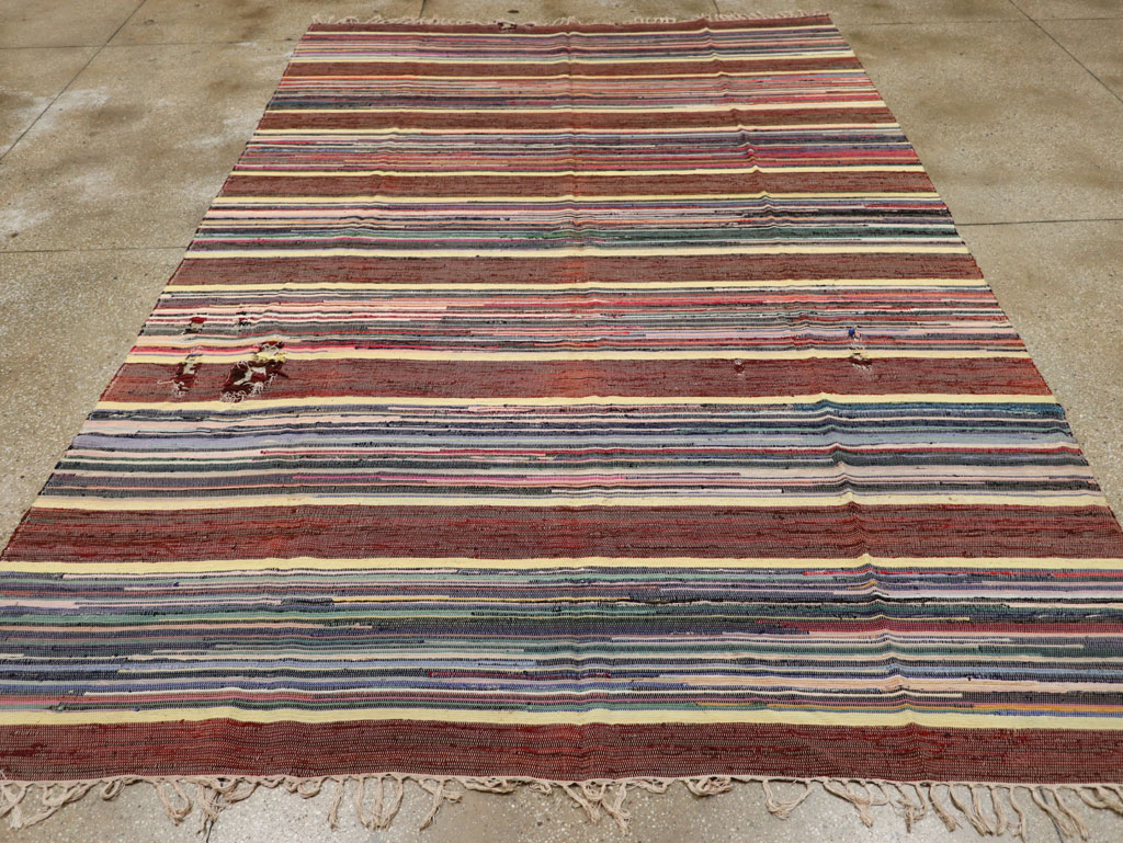 Vintage Distressed American Rag Rug, No.21479 - Galerie Shabab