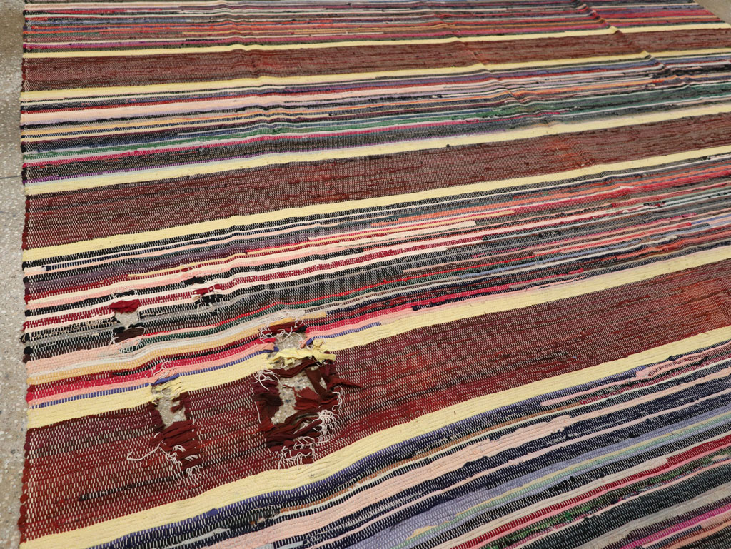 Vintage Distressed American Rag Rug, No.21479 - Galerie Shabab