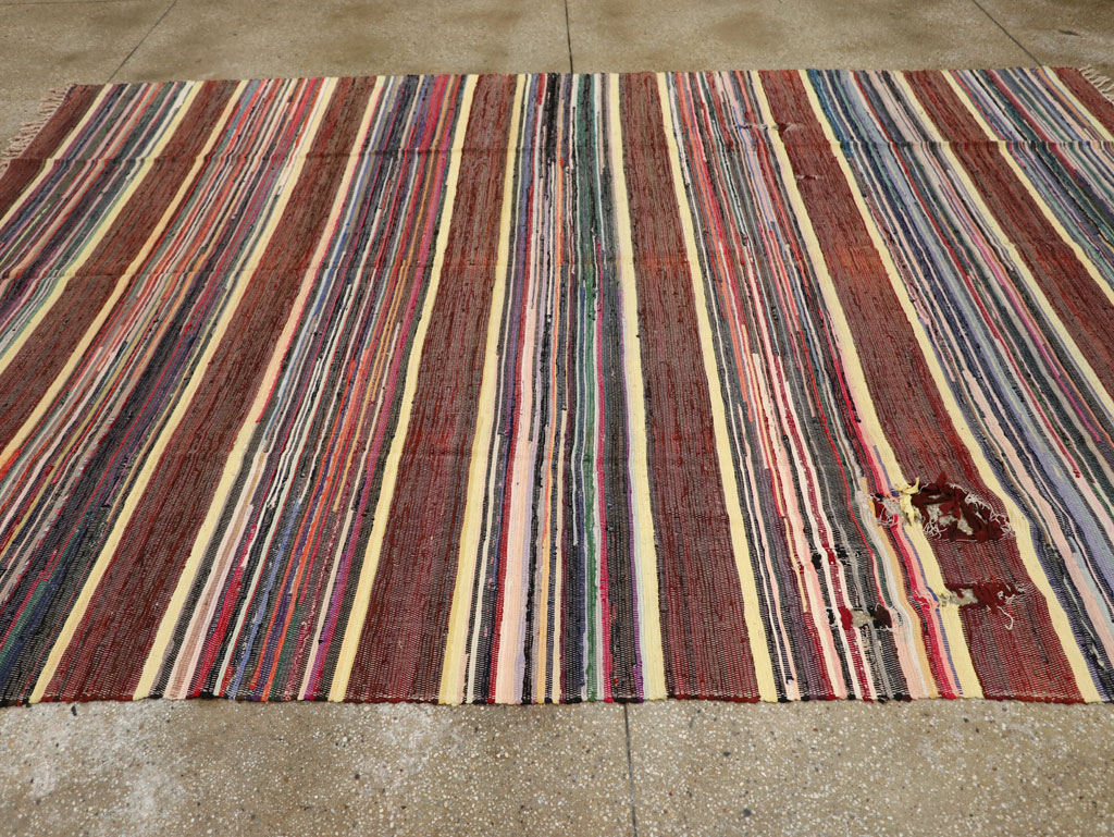Vintage Distressed American Rag Rug, No.21479 - Galerie Shabab