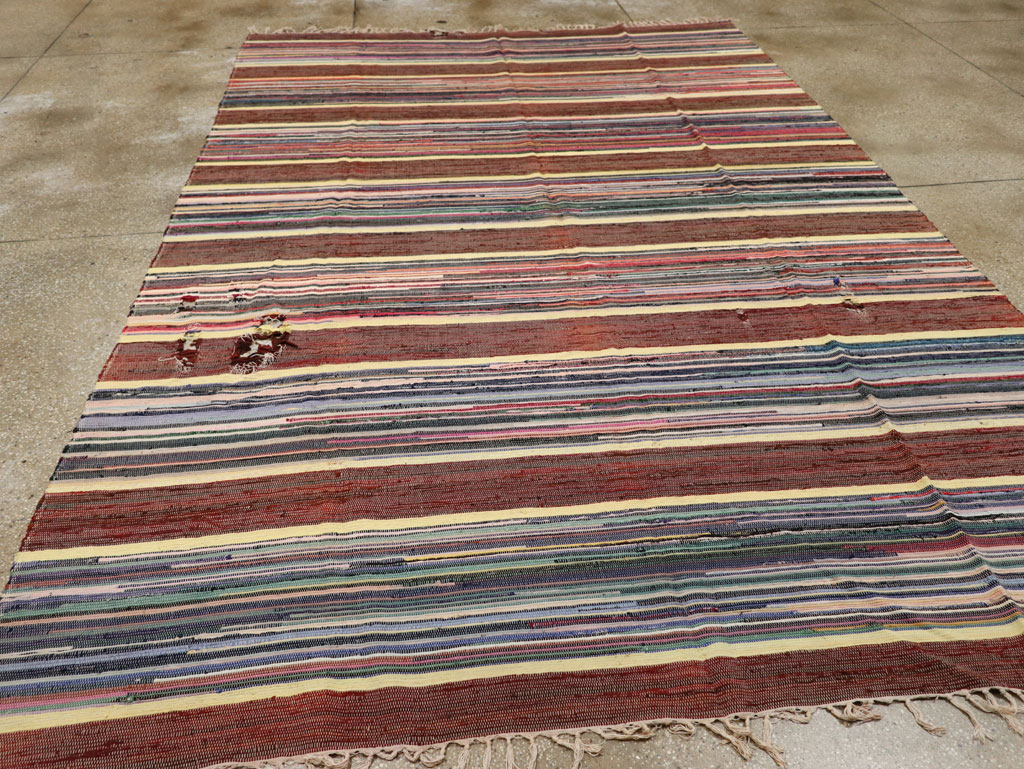 Vintage Distressed American Rag Rug, No.21479 - Galerie Shabab